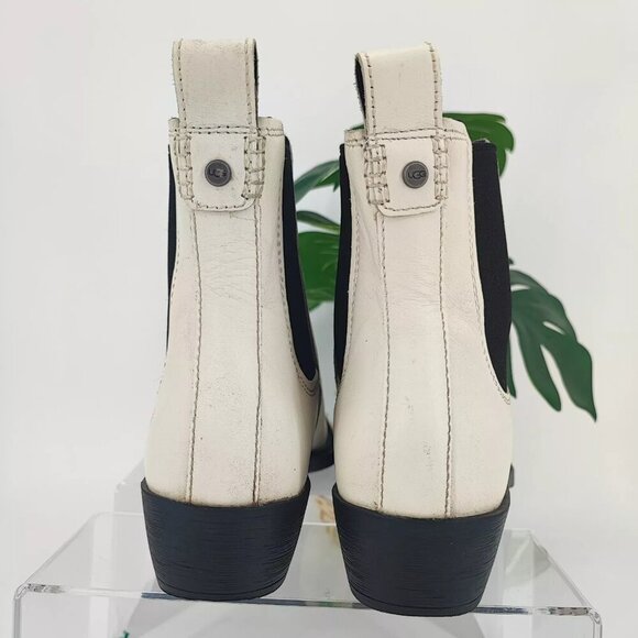 Ugg Women's Emmeth Chelsea White Jasmine Leather Boots Size 9 US - Picture 3 of 12